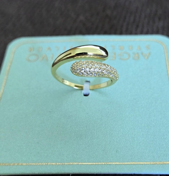 Argento Vivo Gold💛 Raindrops💧 Bypass🔁 Ring💍 - Picture 2 of 15